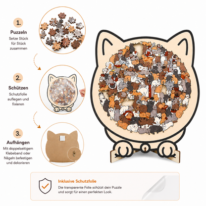 Holzpuzzle für Katzenfans