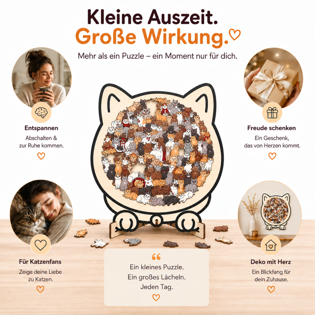 Holzpuzzle für Katzenfans