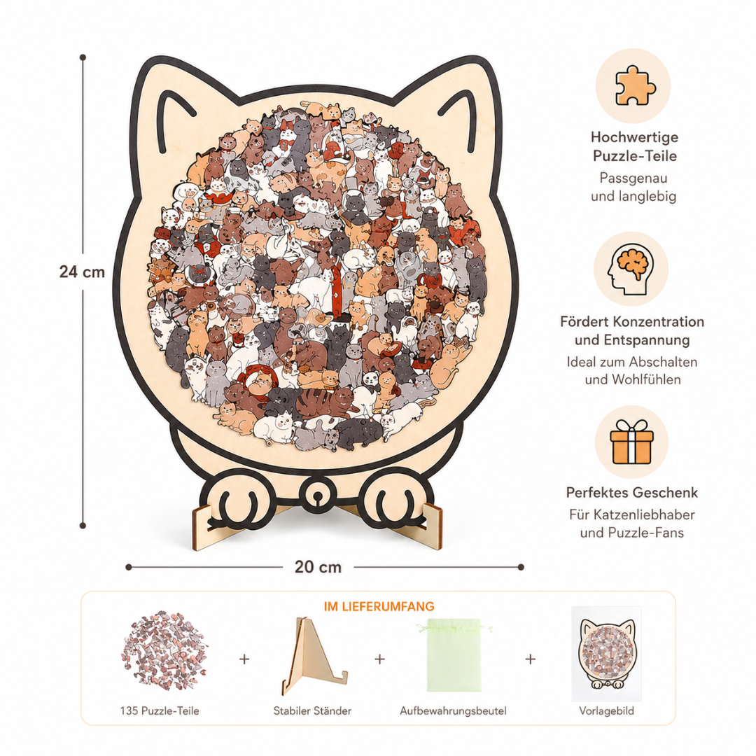 Holzpuzzle für Katzenfans